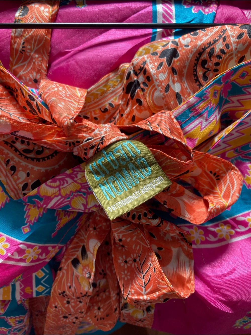 Urban Nomad coral and pink floral print Wrap reversible pants - Picture 4 of 7